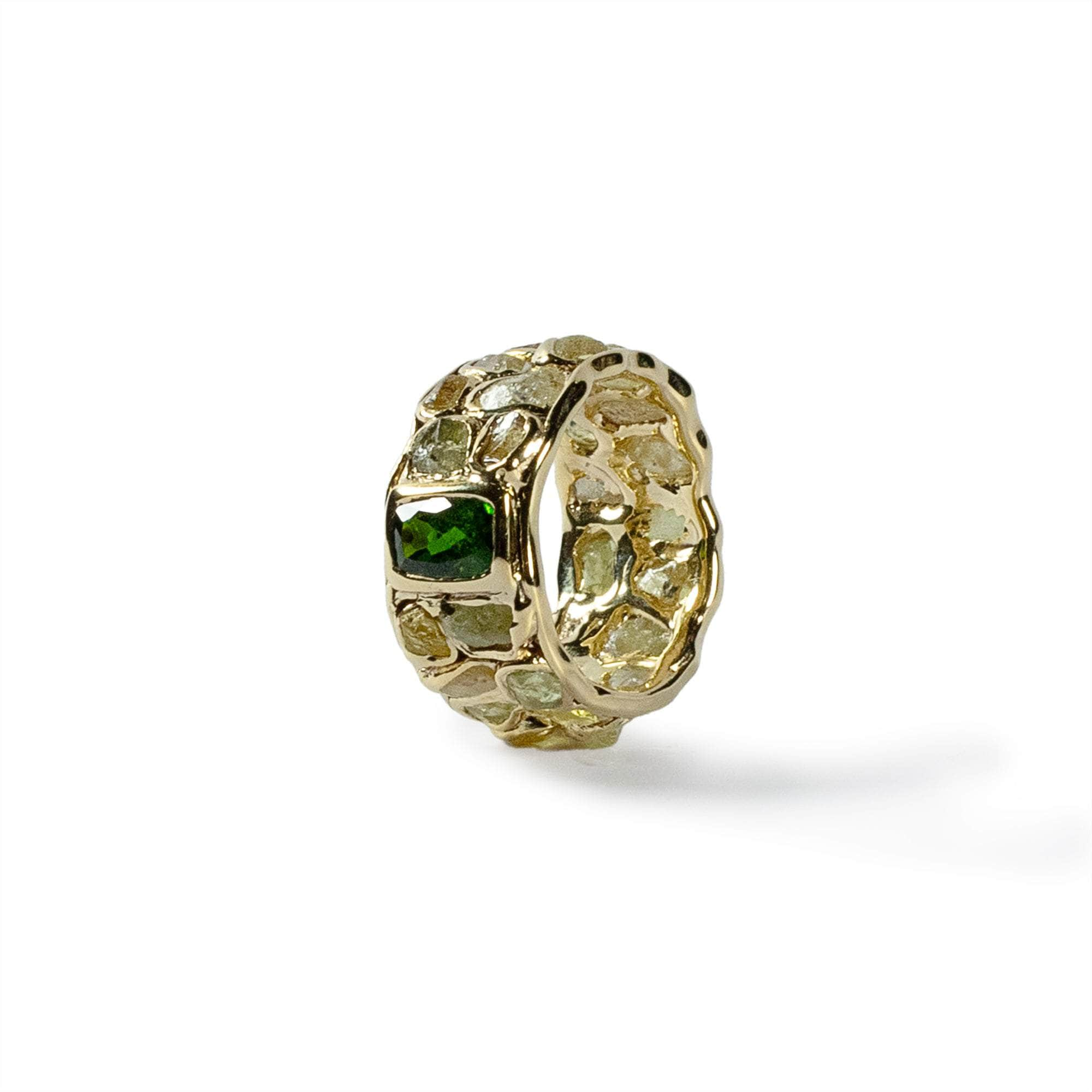 German Kabirski Fazole Sapphire and Chrome Diopside Ring