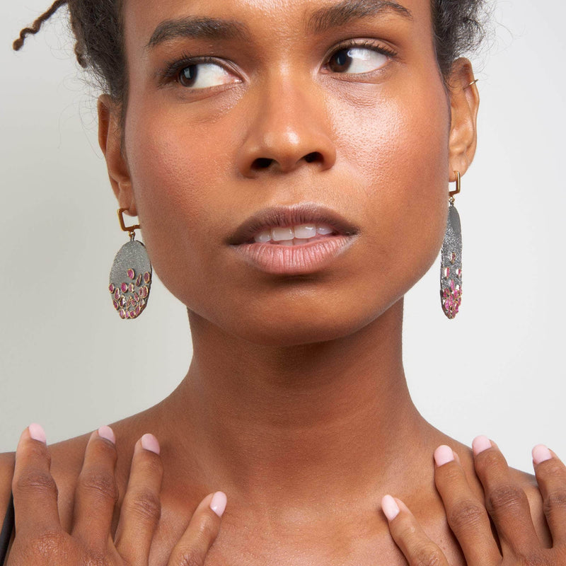 German Kabirski Aspero Rough Ruby Earrings