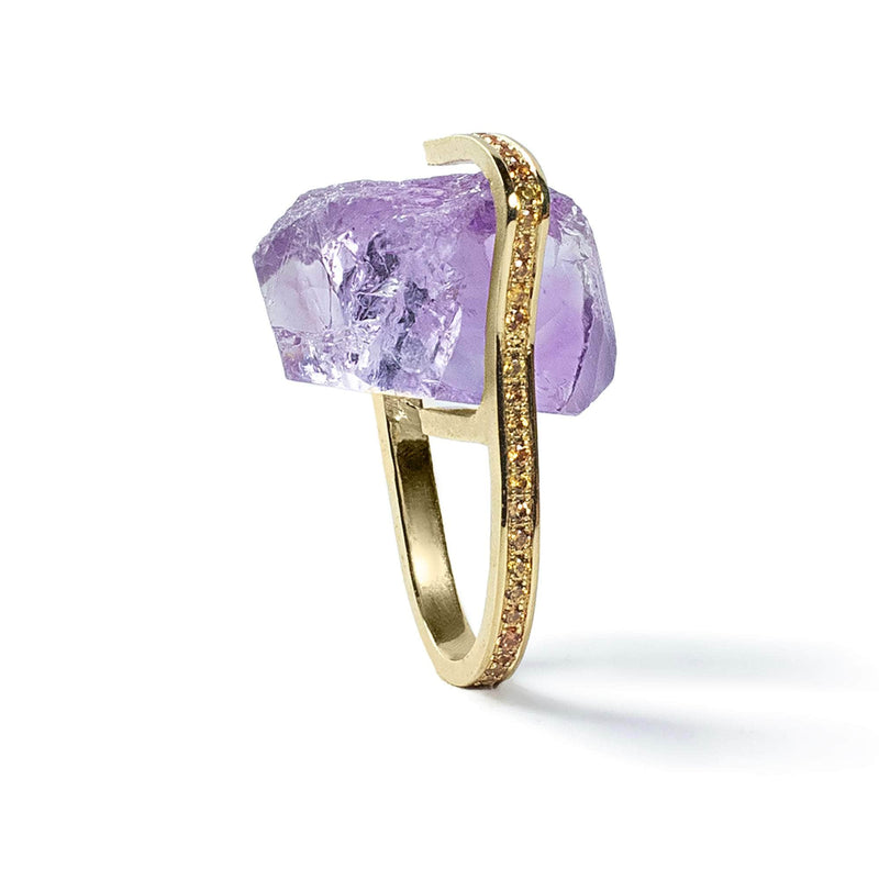 German Kabirski Kulta Rough Amethyst and Sapphire Ring