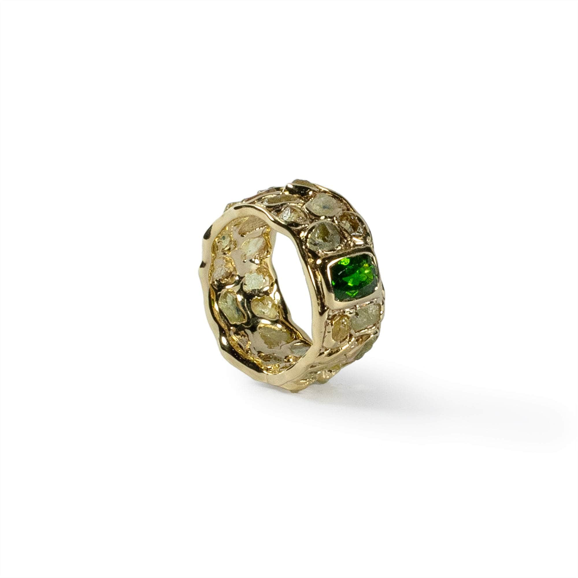 German Kabirski Fazole Sapphire and Chrome Diopside Ring