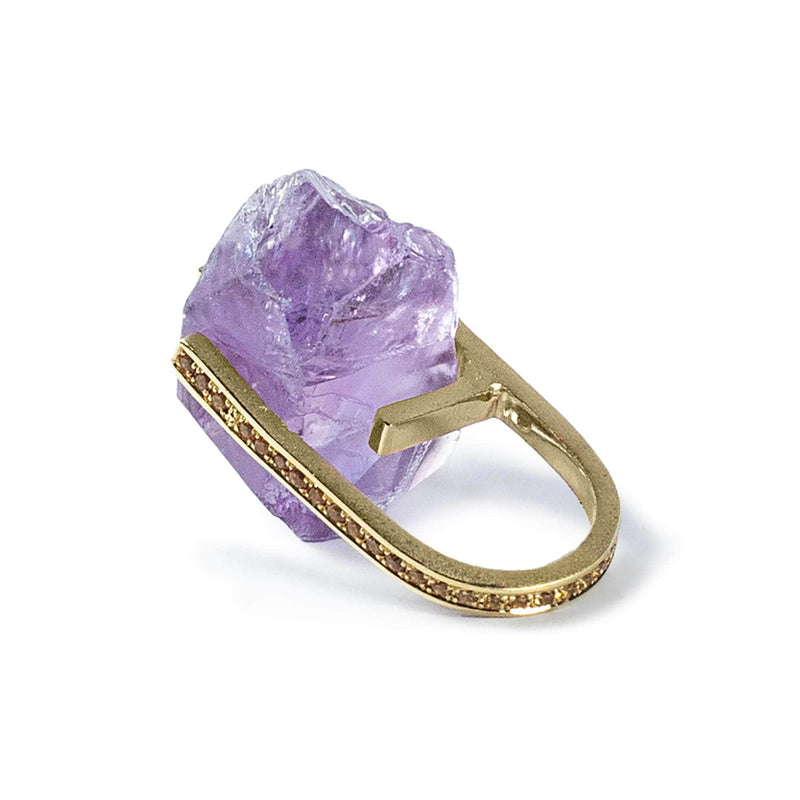 German Kabirski Kulta Rough Amethyst and Sapphire Ring