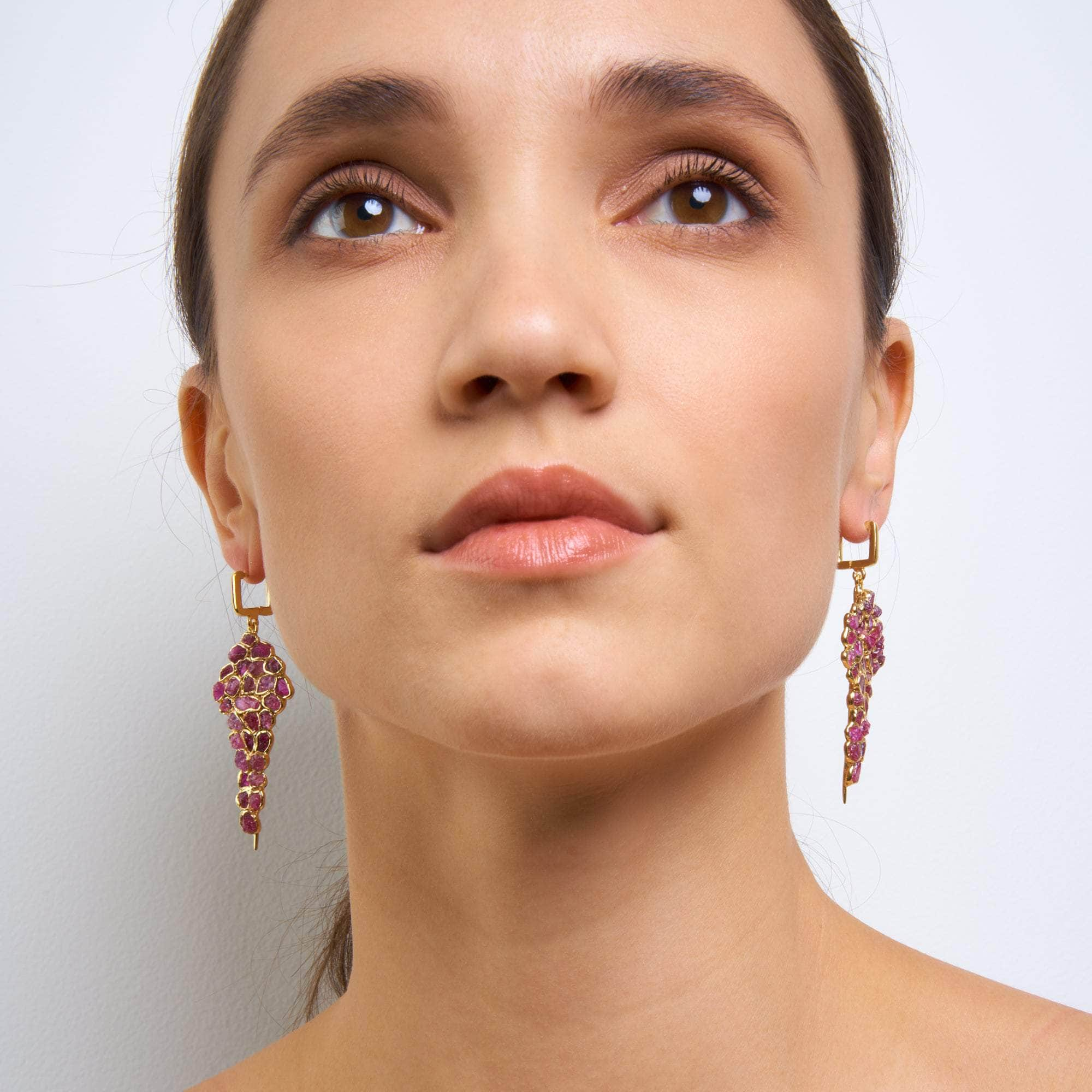 German Kabirski Ivy Rough Ruby Earrings