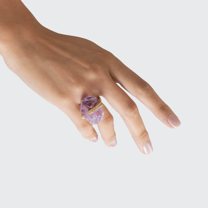 German Kabirski Kulta Rough Amethyst and Sapphire Ring