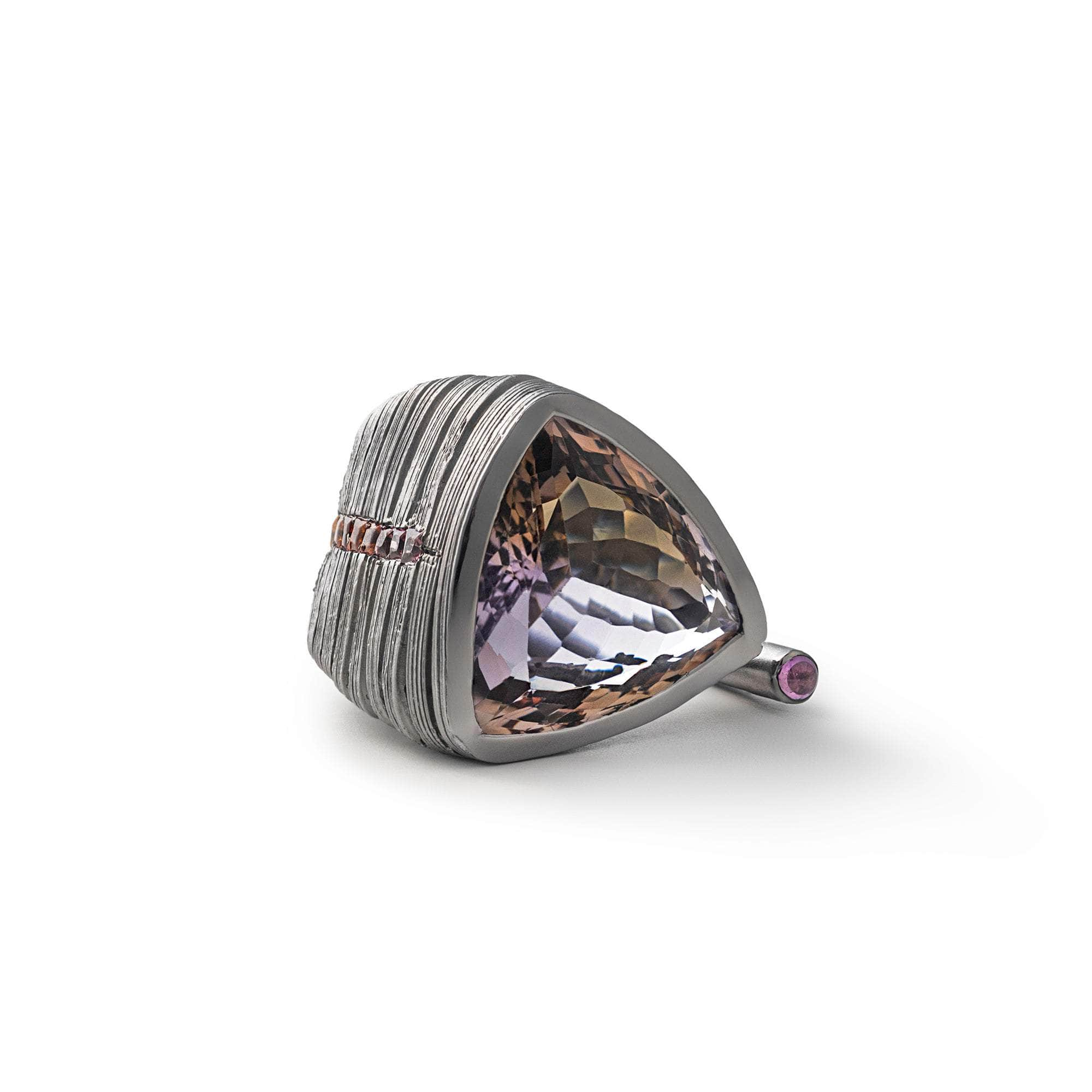 German Kabirski Defoe Ametrine and Mixed Sapphire and Pink Tourmaline Ring