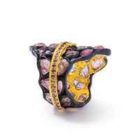 German Kabirski Pachad Rough Spinel and Sapphire Ring