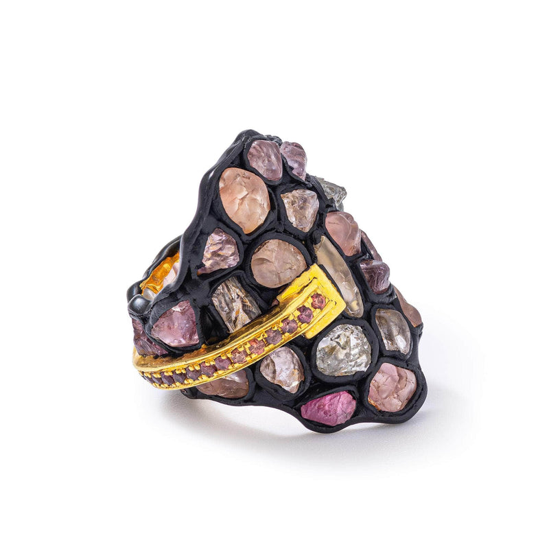 German Kabirski Pachad Rough Spinel and Sapphire Ring