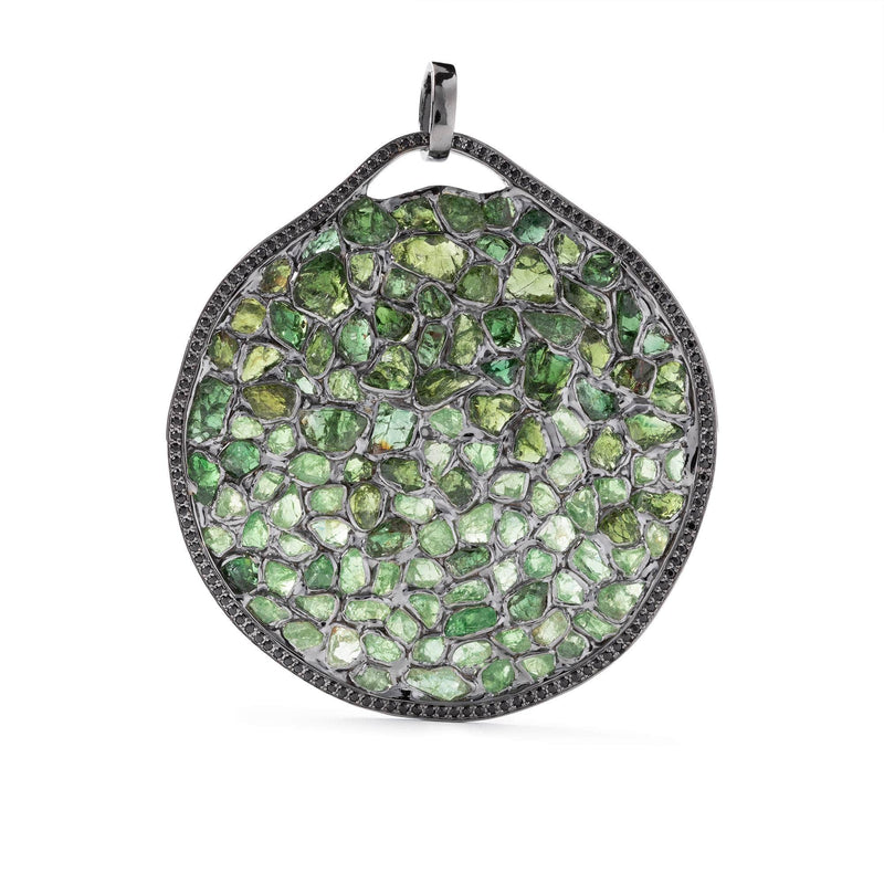 German Kabirski Xipe Rough Chrome Diopside and Rough Tsavorite Pendant