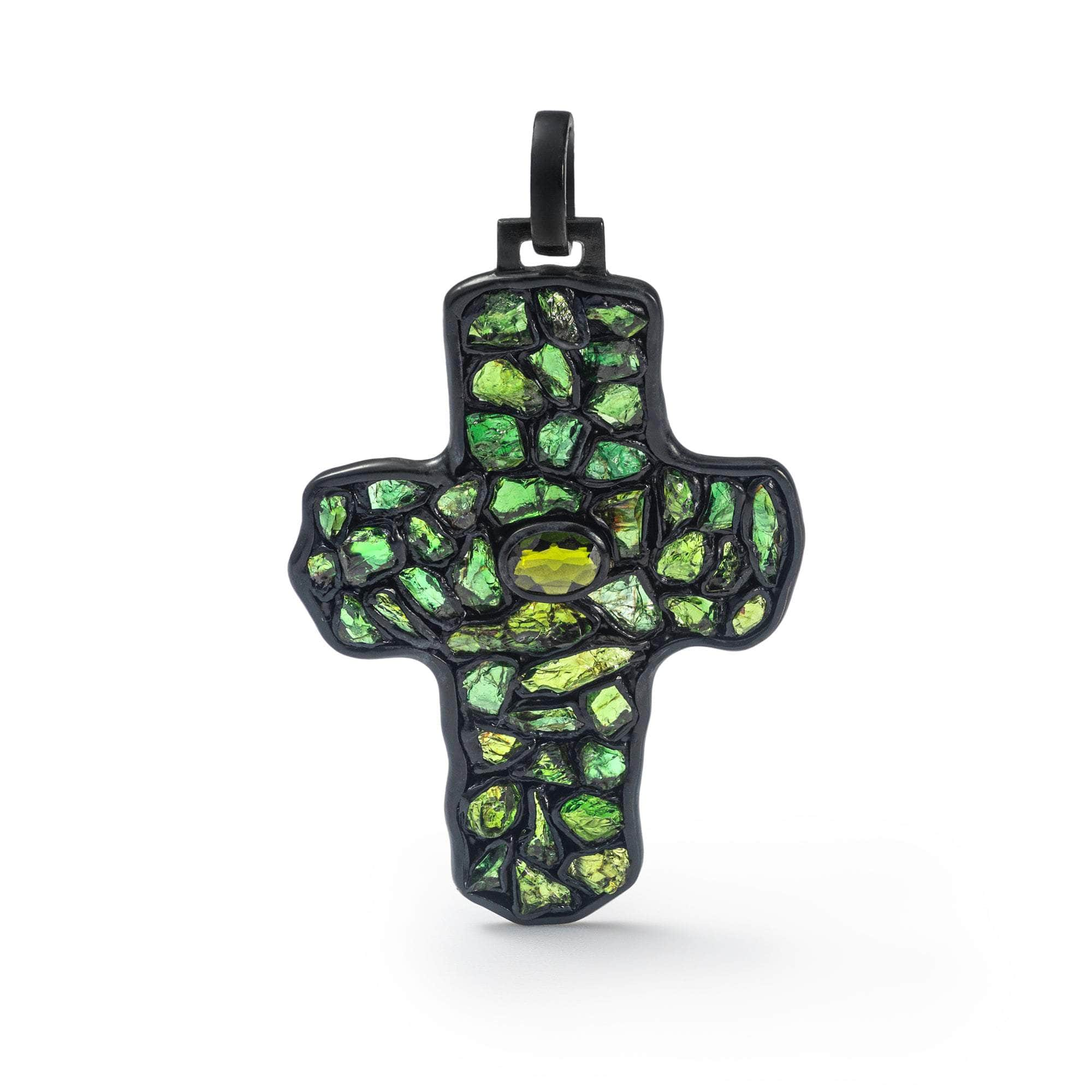 German Kabirski Cruce Chrome Diopside and Rough Chrome Diopside Pendant