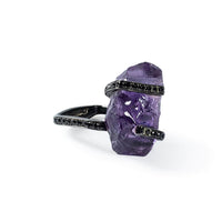 German Kabirski Baree Rough Amethyst and Spinel Ring