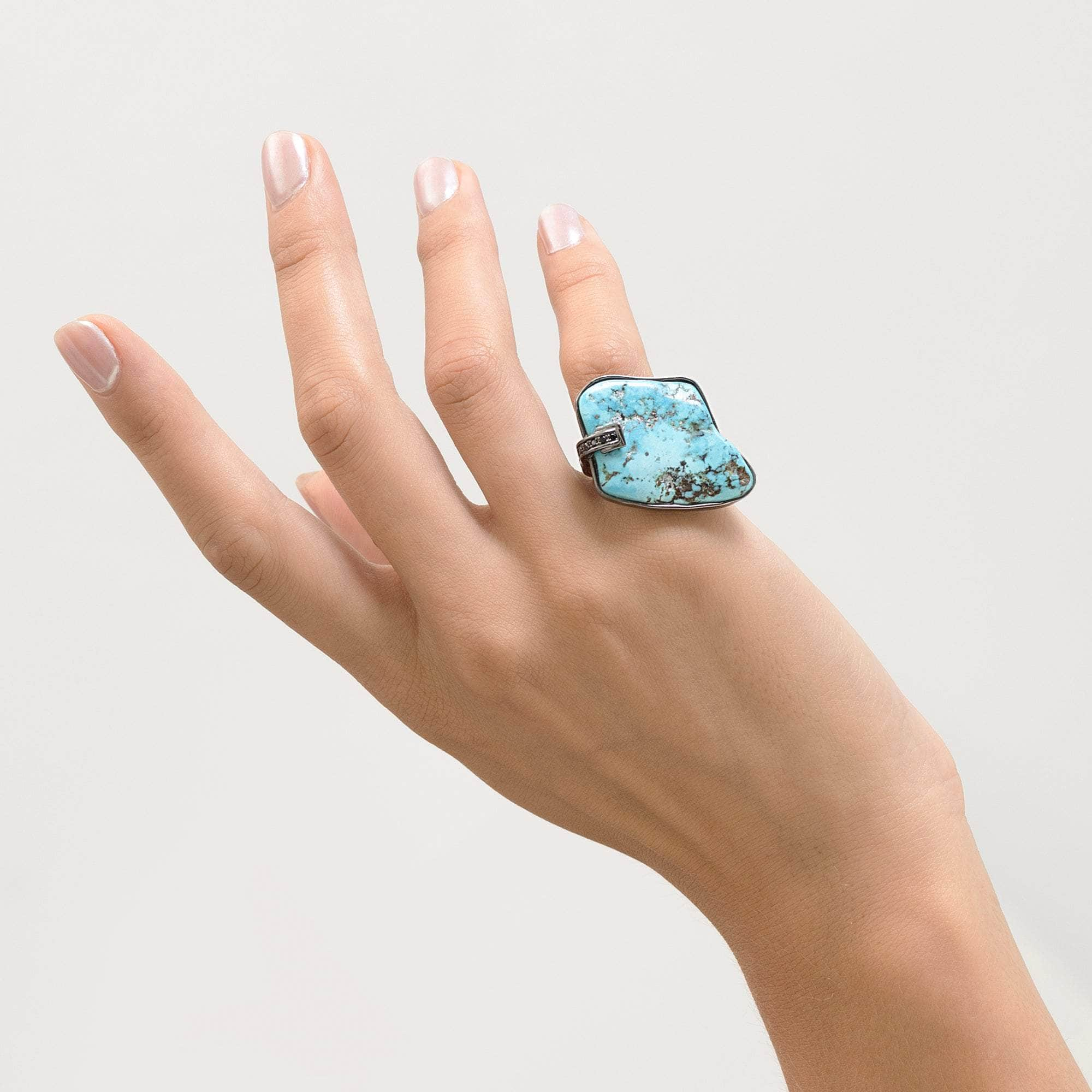 German Kabirski Ataeru Turquoise and Spinel Ring