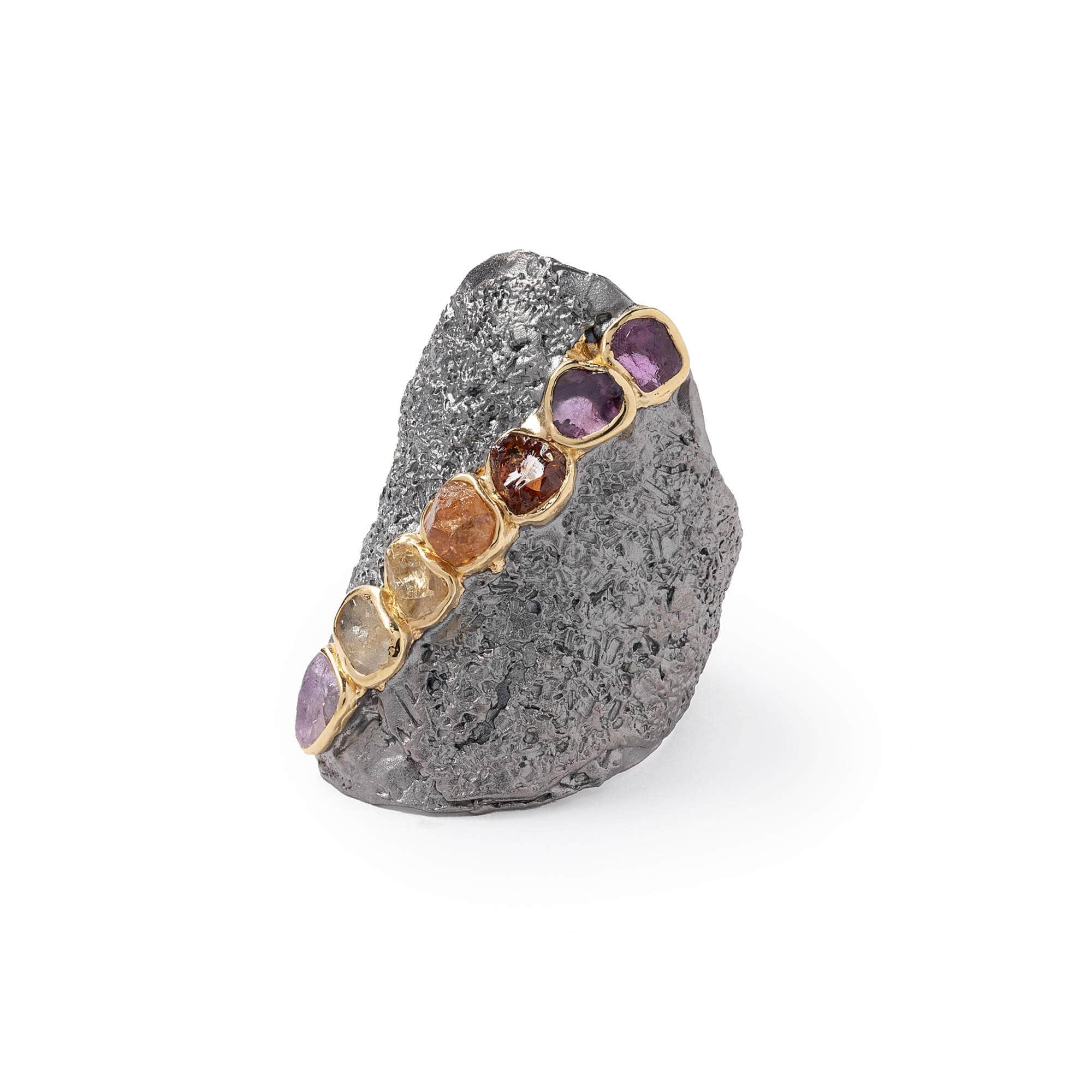 German Kabirski Boreas Rough Sapphire and Ruby Ring