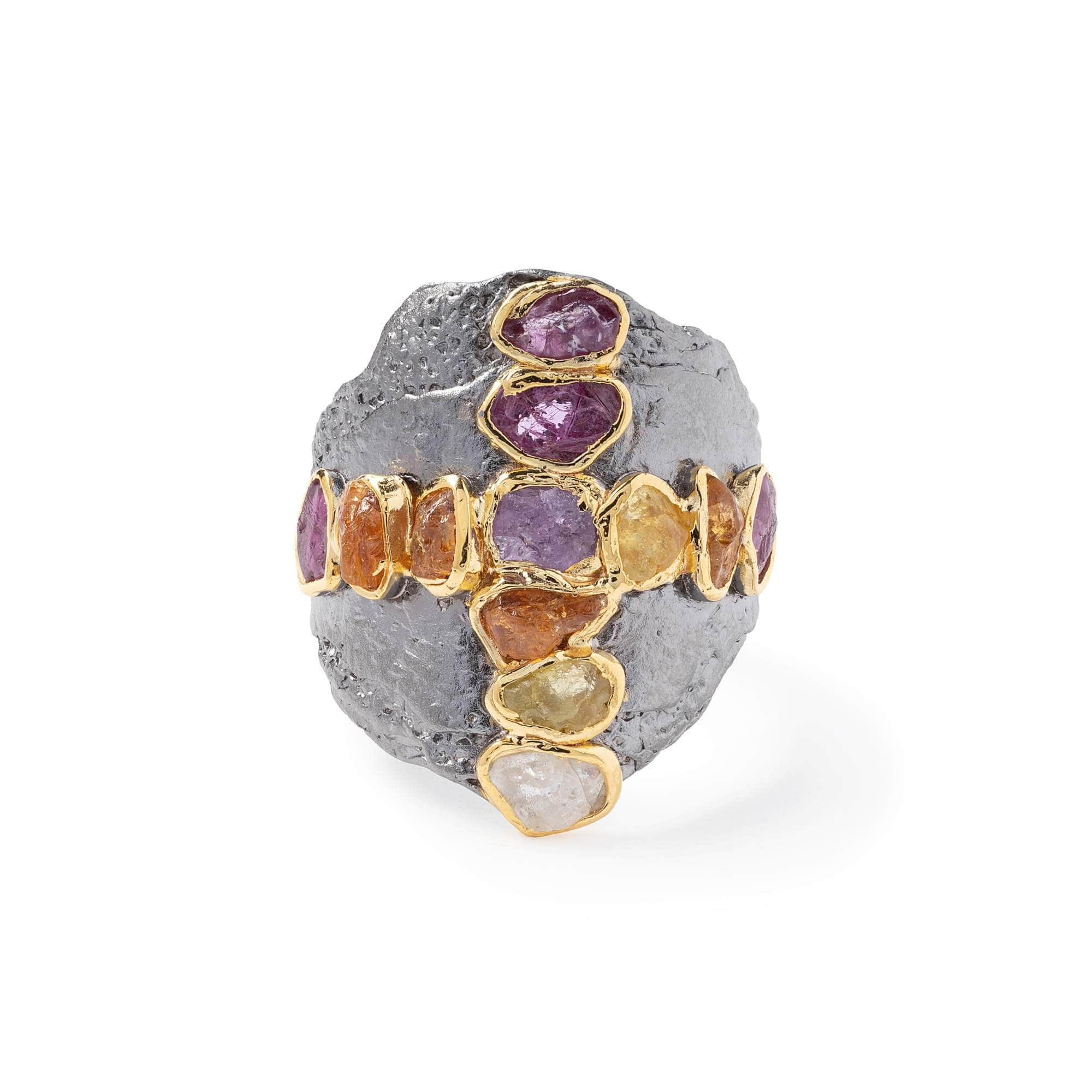 German Kabirski Dagon Rough Sapphire and Ruby Ring