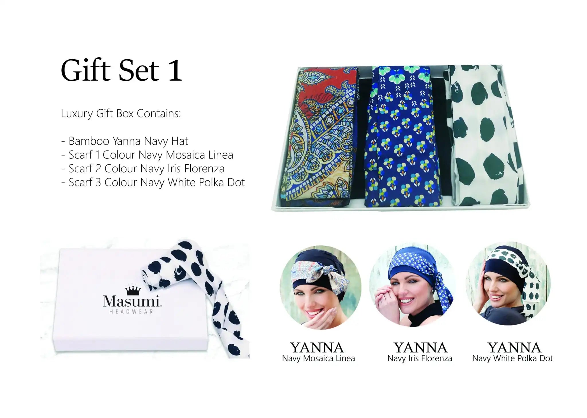 Masumi Gift Box 1: 1 Chemo Cap + 3 Scarves