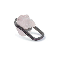 German Kabirski Wardi Rough Rose Quartz and Rhodolite Ring