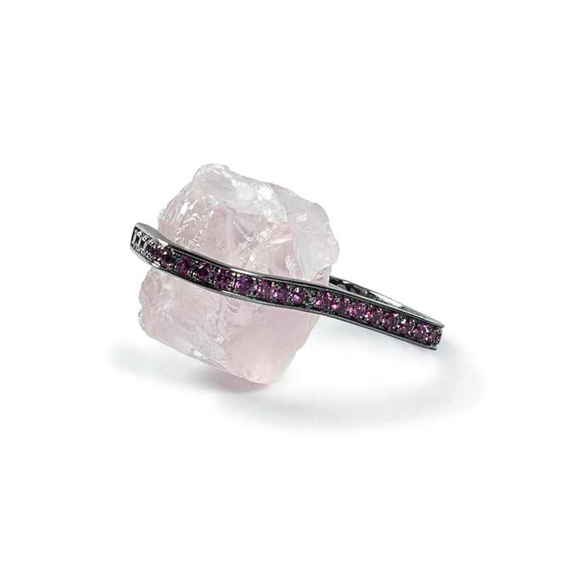 German Kabirski Wardi Rough Rose Quartz and Rhodolite Ring