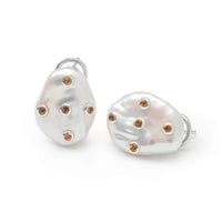 German Kabirski Kirei Baroque Pearl and Citrine Earrings (White Rhodium)