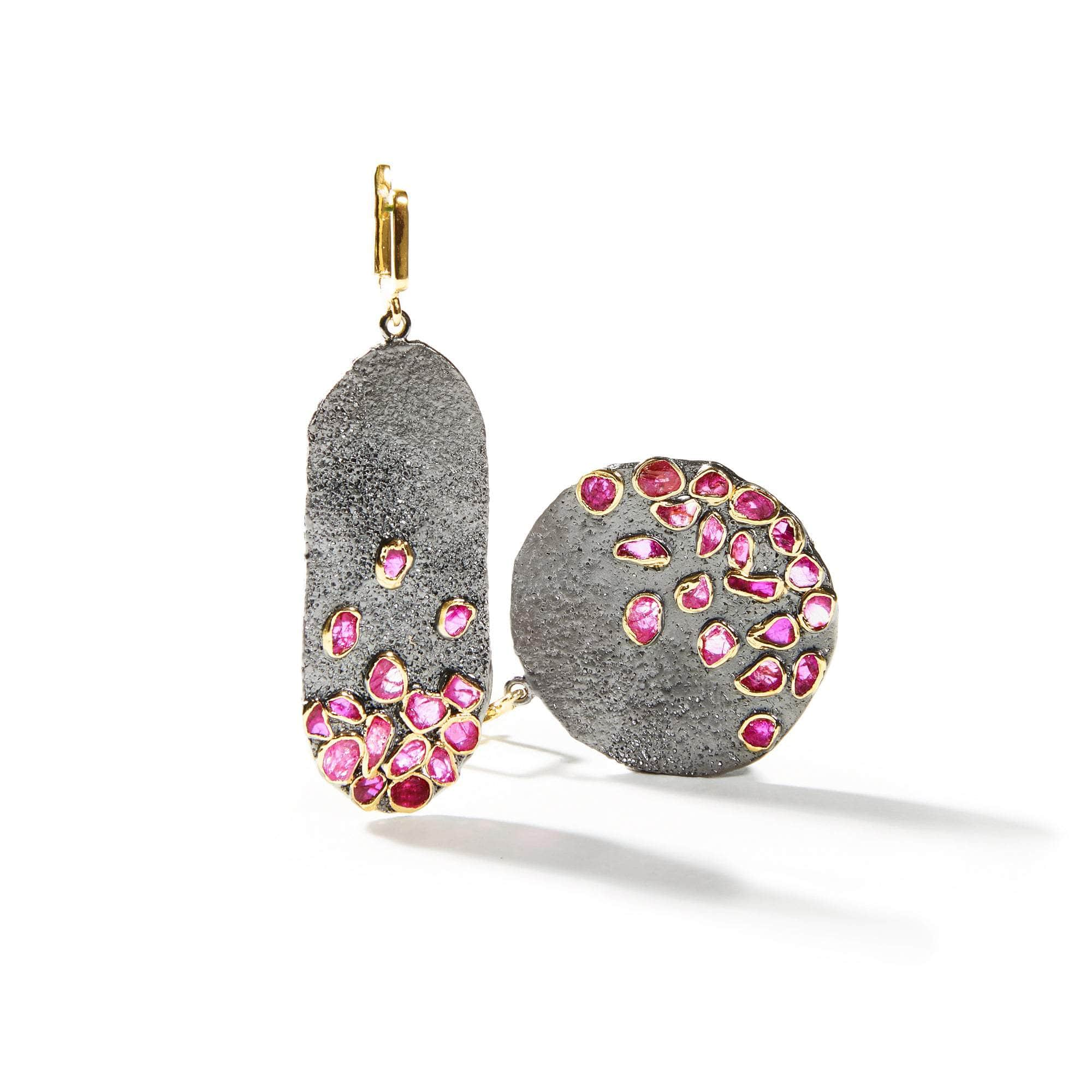 German Kabirski Aspero Rough Ruby Earrings