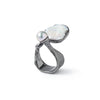 German Kabirski Albah Baroque Pearl and White Pearl Ring (Black Rhodium)