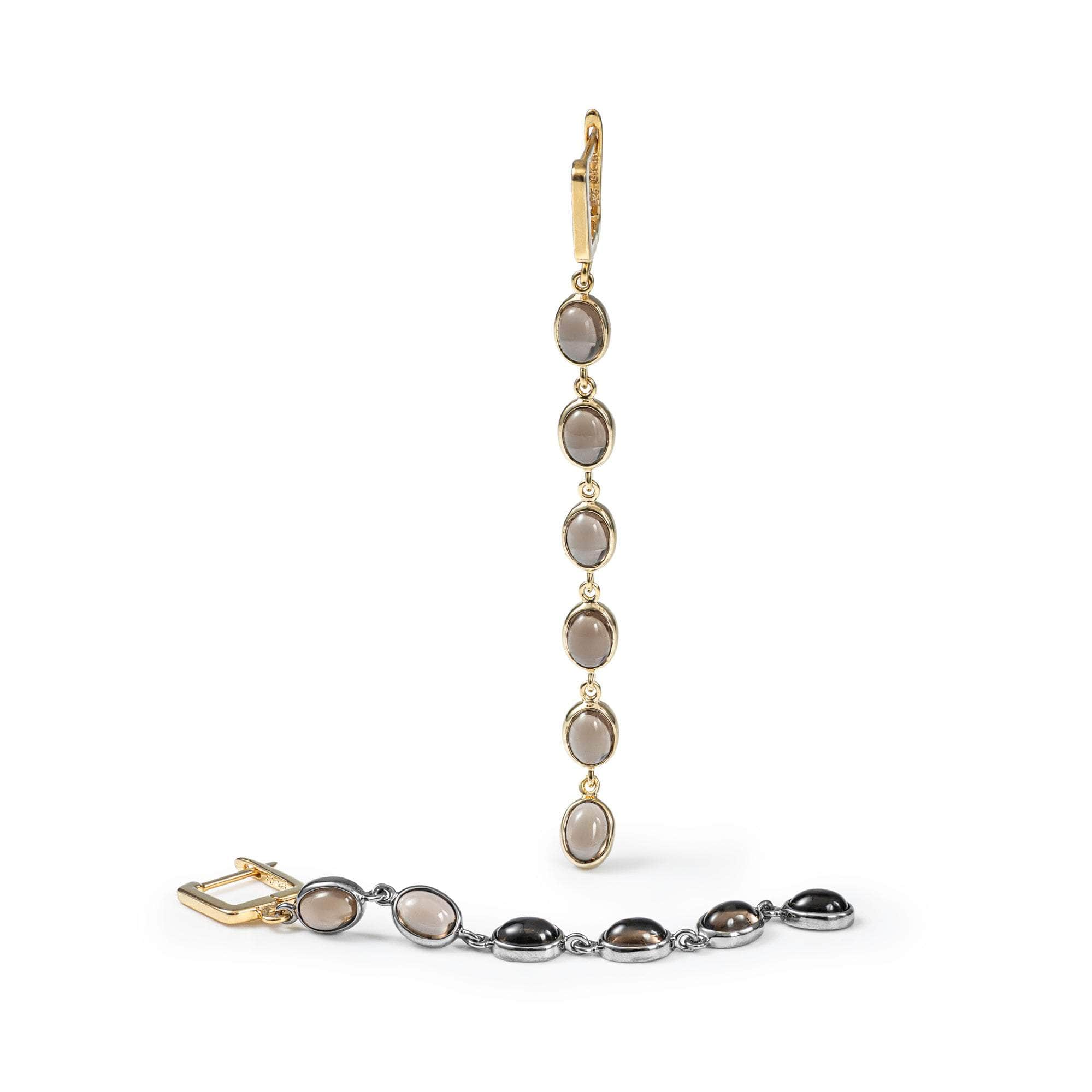 German Kabirski Koro Smoky Quartz Earrings (Black Rhodium and Gold 18K)