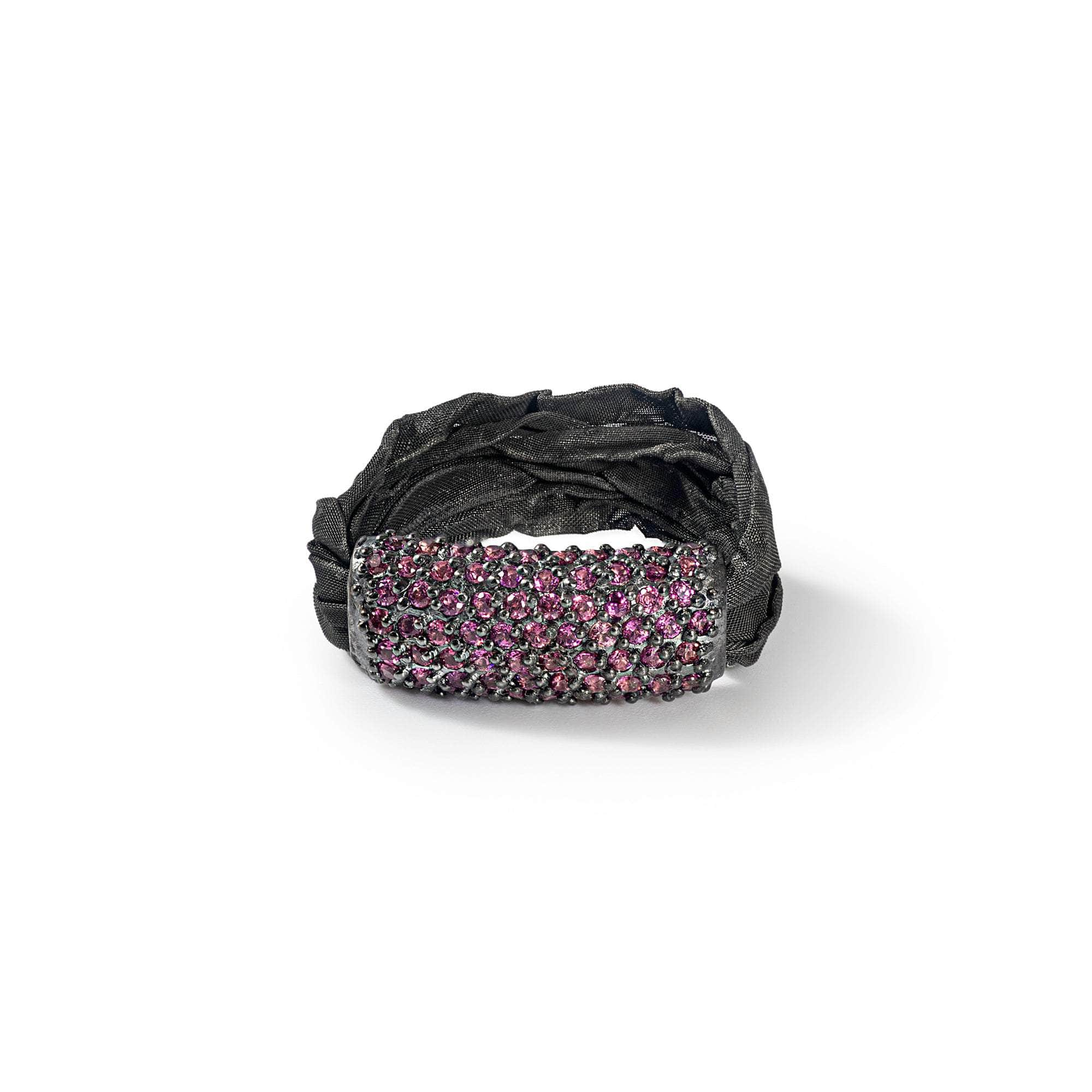 German Kabirski Nereon Rhodolite Ring (Black Ruthenium)