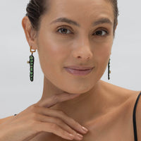 German Kabirski Sombre Rough Tsavorite and Peridot Earrings