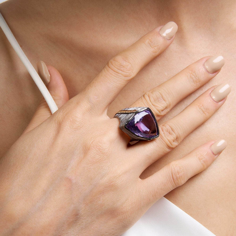 German Kabirski Nous Amethyst and Orange Sapphire Ring