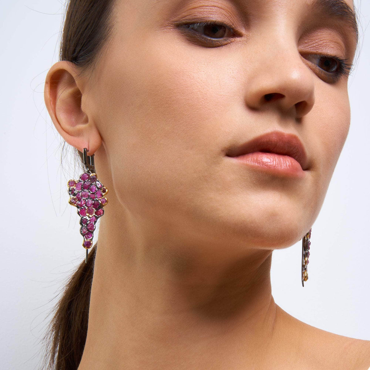 German Kabirski Faye Rough Ruby Earrings