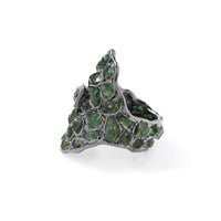 German Kabirski Chaza Rough Chrome Diopside and Spinel Ring