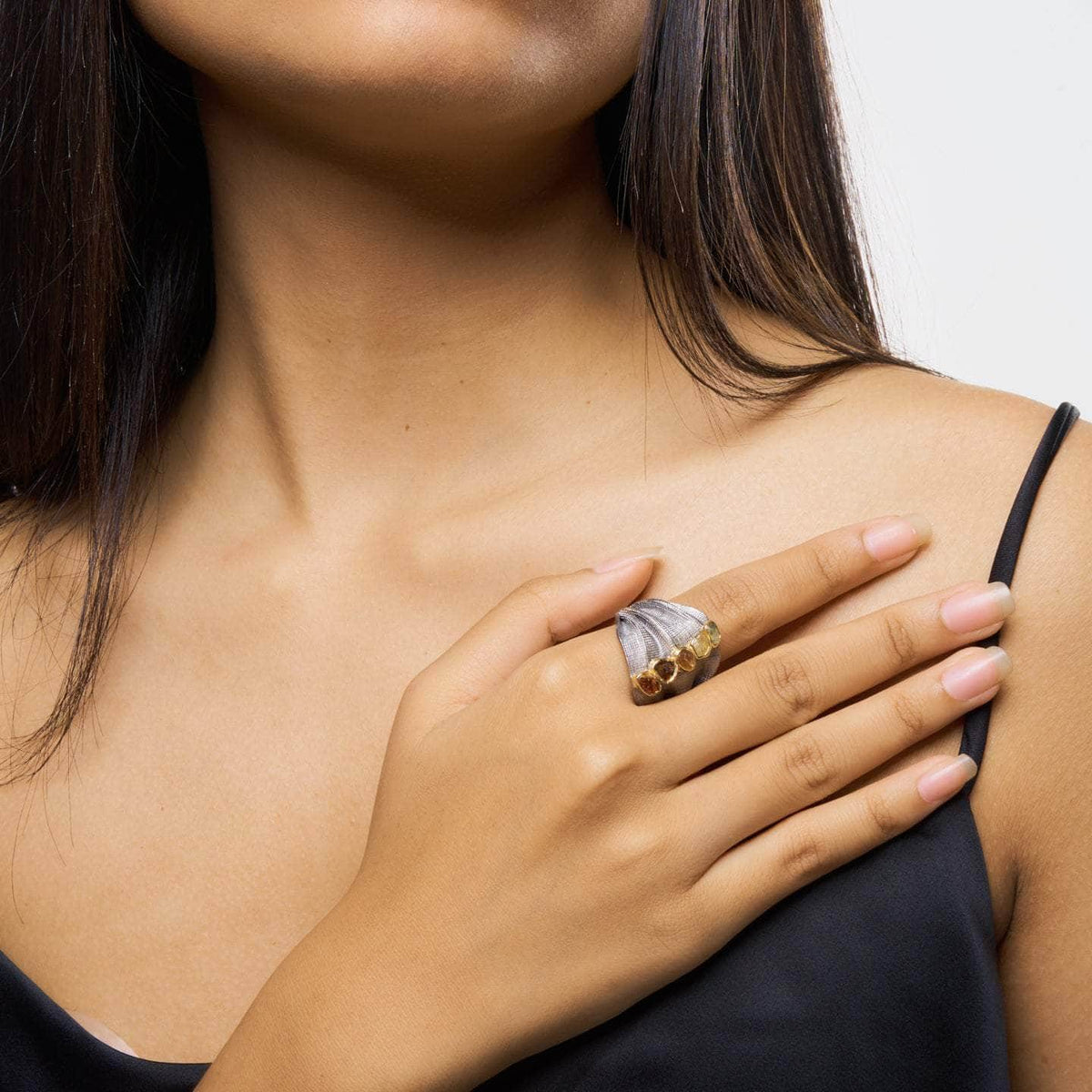 German Kabirski Taffet Sapphire and Chrysoberyl Ring