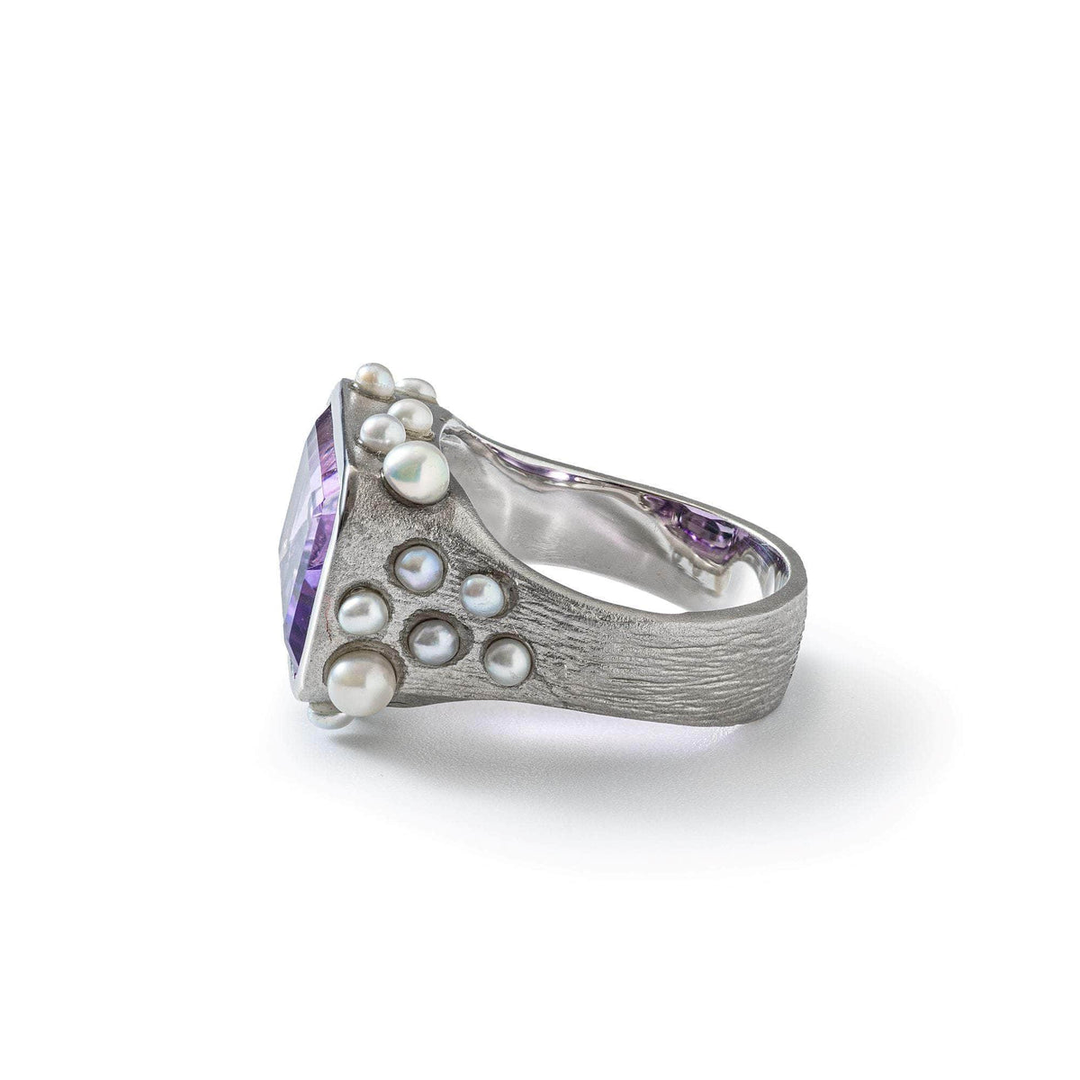 German Kabirski Aralez Amethyst and Pearl Ring