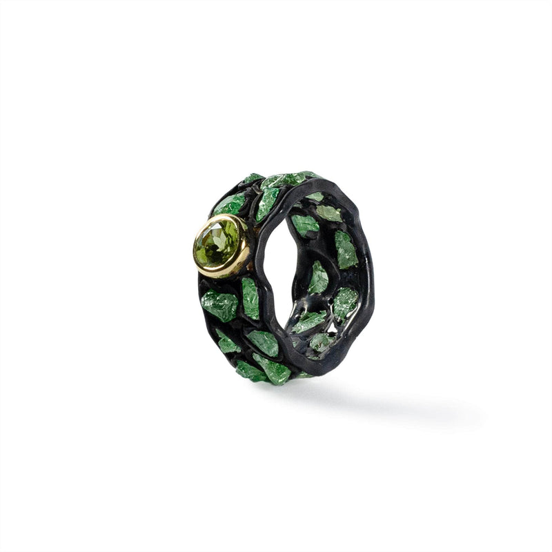 German Kabirski Umha Tsavorite and Peridot Ring