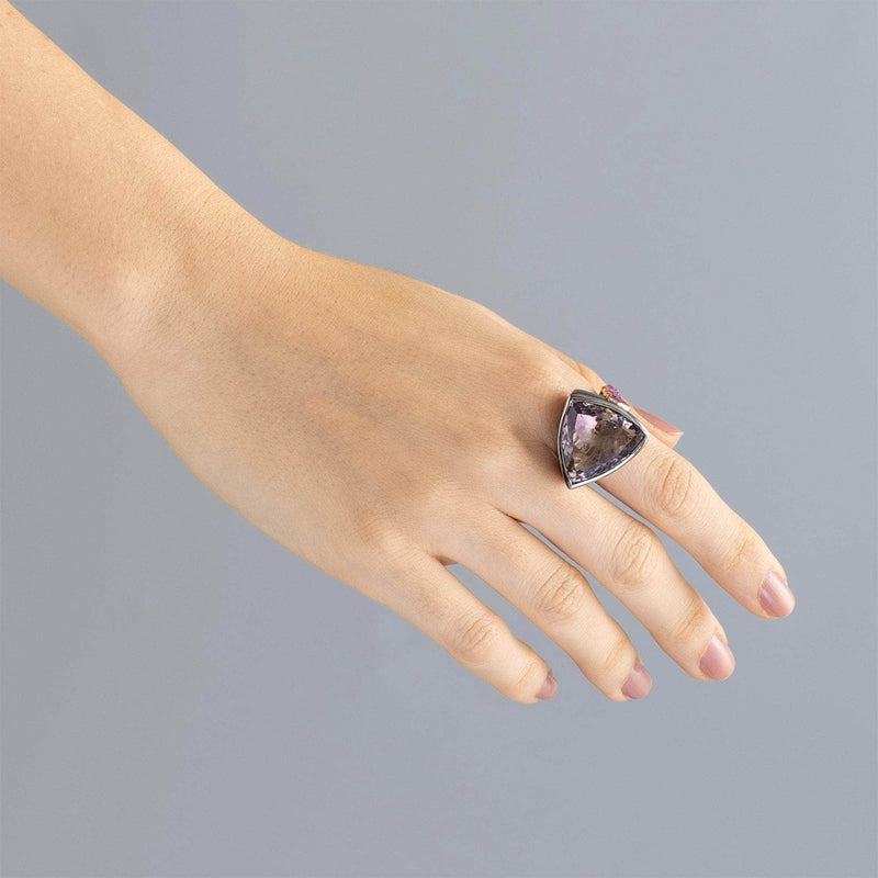 German Kabirski Nyman Ametrine and Rough Ruby Ring