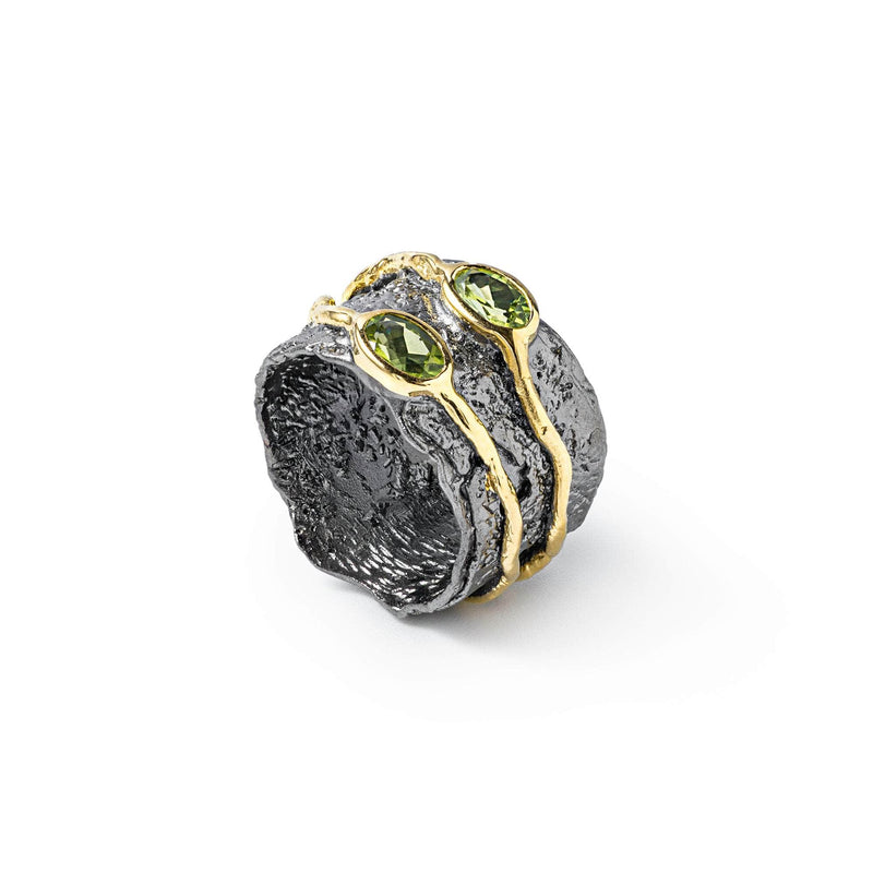 German Kabirski Electra Peridot Ring (Black Rhodium and Gold 18K)