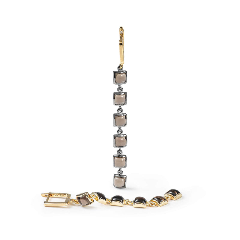 German Kabirski Aylo Smoky Quartz Earrings (Black Rhodium and Gold 18K)