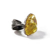 German Kabirski Aether Lemon Quartz and Black Spinel Ring