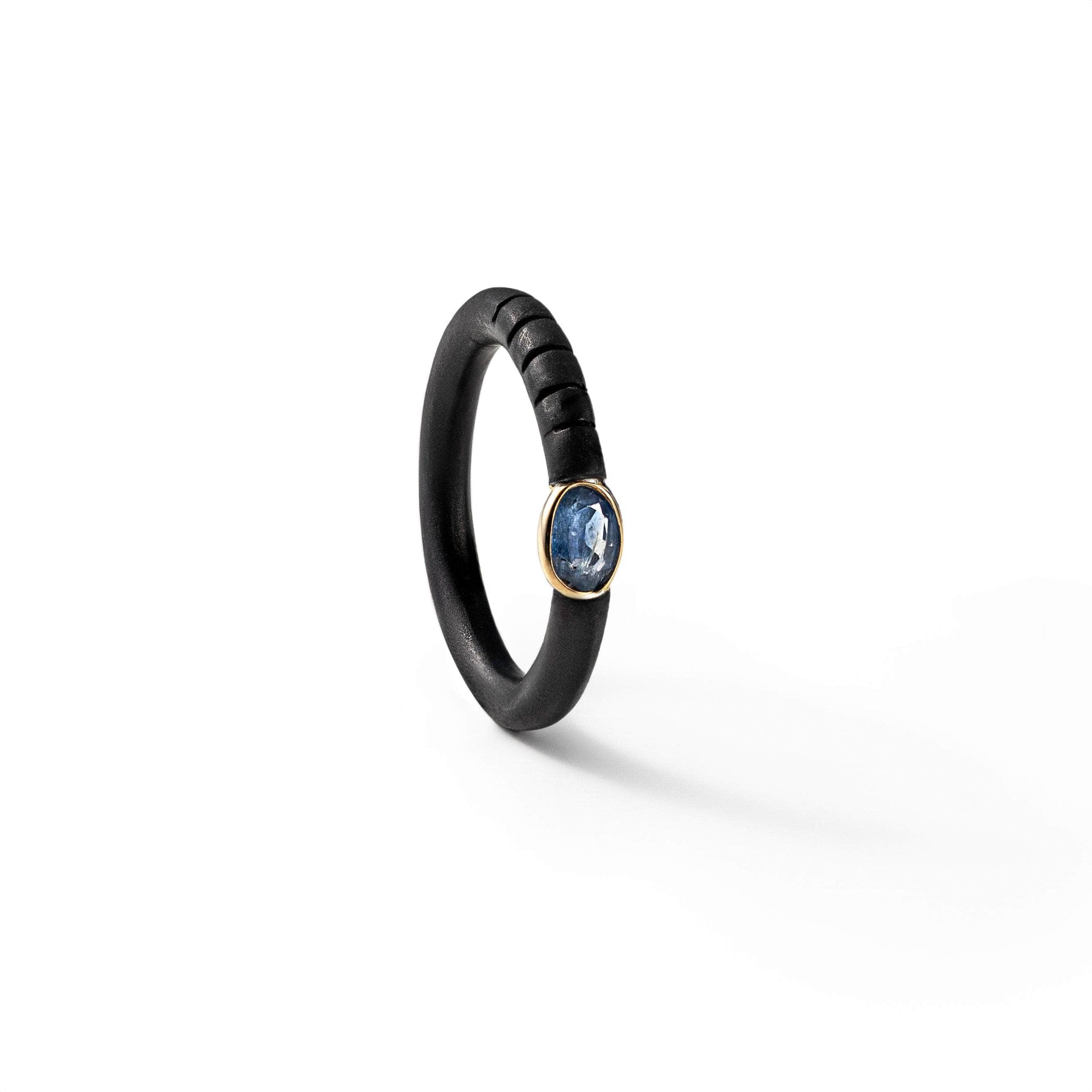 German Kabirski Kleo Blue Sapphire Ring (Black Anthracite)