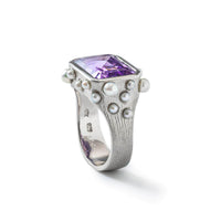 German Kabirski Aralez Amethyst and Pearl Ring