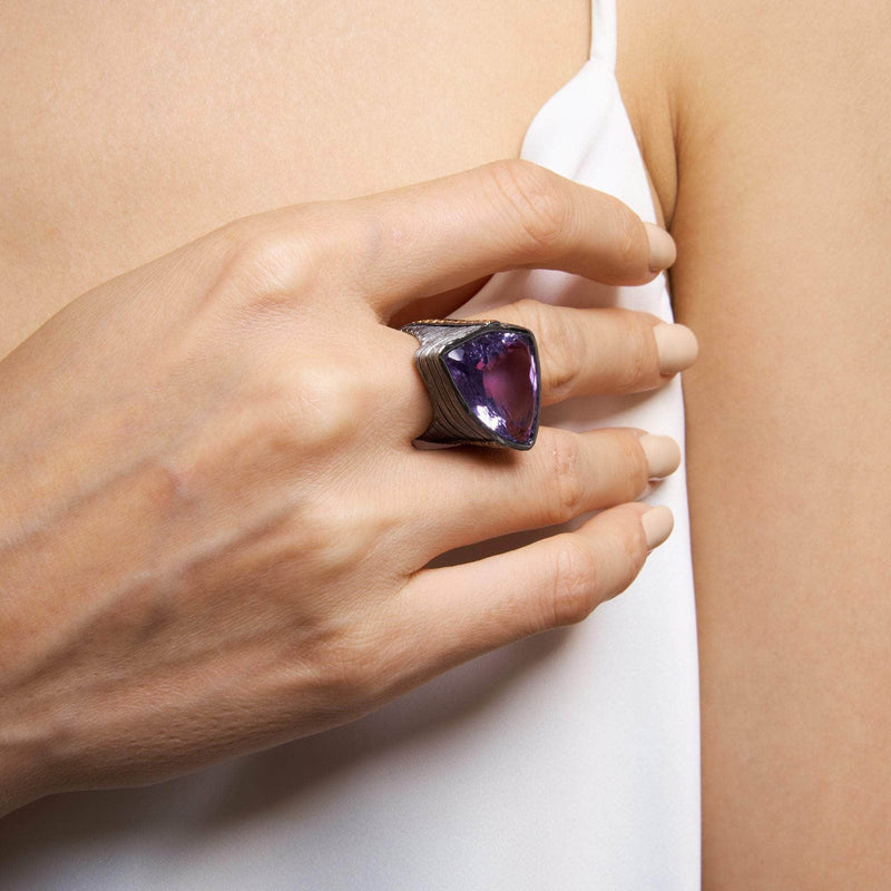 German Kabirski Nous Amethyst and Orange Sapphire Ring