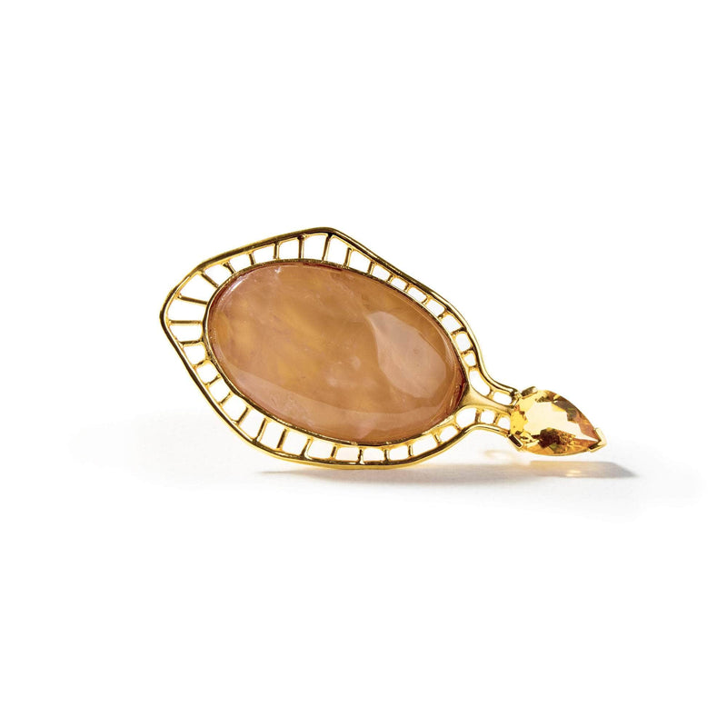 German Kabirski Warda Rose Quartz and Citrine Brooch