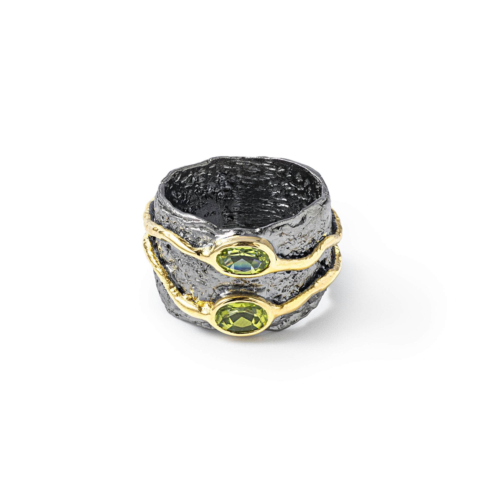 German Kabirski Electra Peridot Ring (Black Rhodium and Gold 18K)