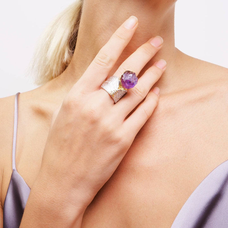 German Kabirski Corliss Amethyst Rough Ring