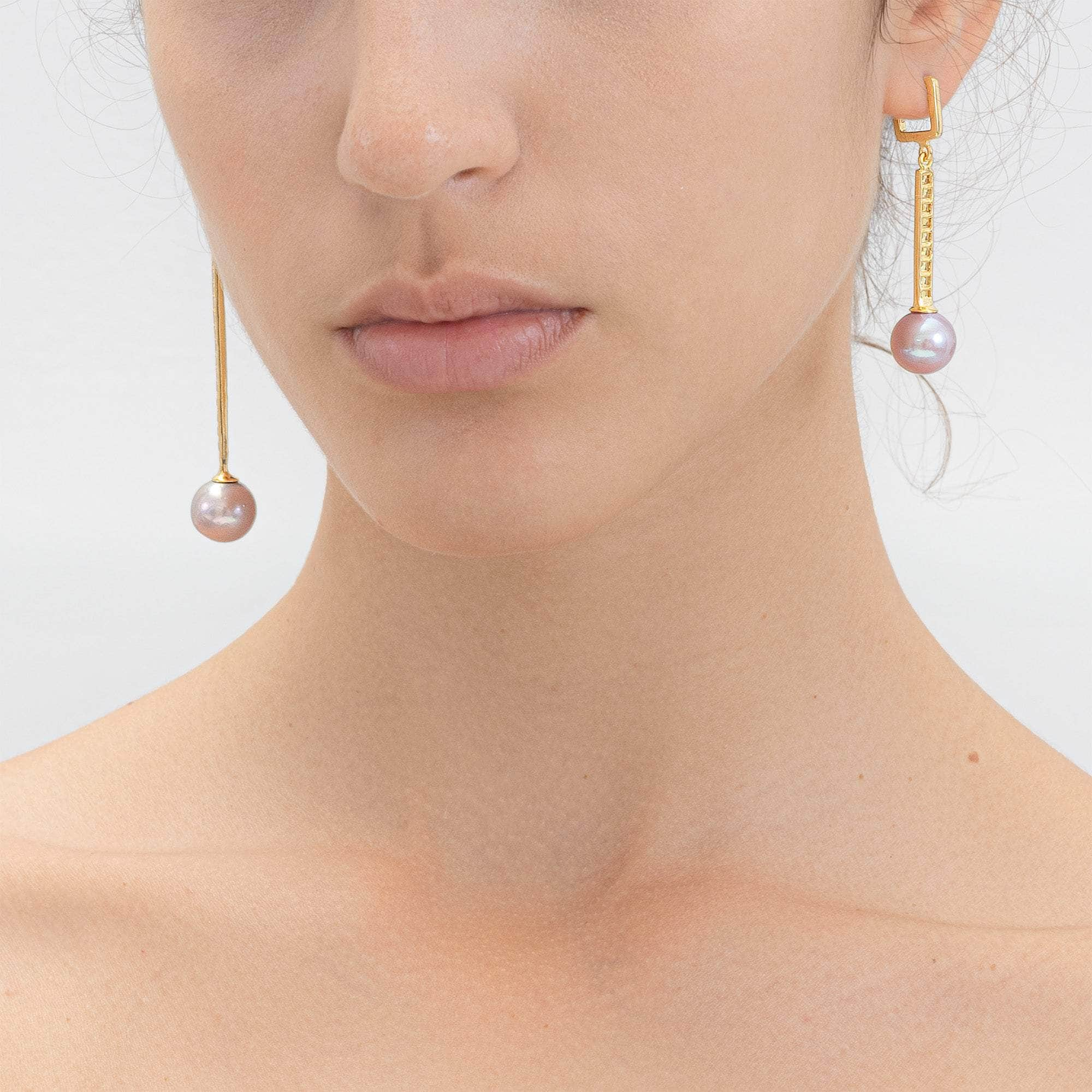 German Kabirski Gwen Purple Pearl and Orange and Yellow Sapphire Earrings (Gold 18K)