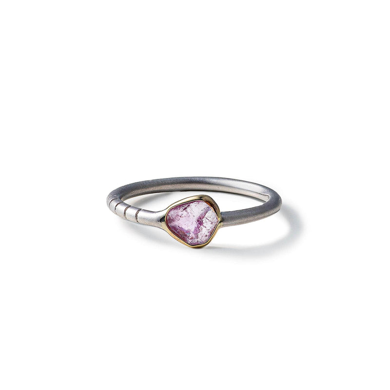 German Kabirski Sappho Rough Pink Sapphire Ring (White Rhodium)