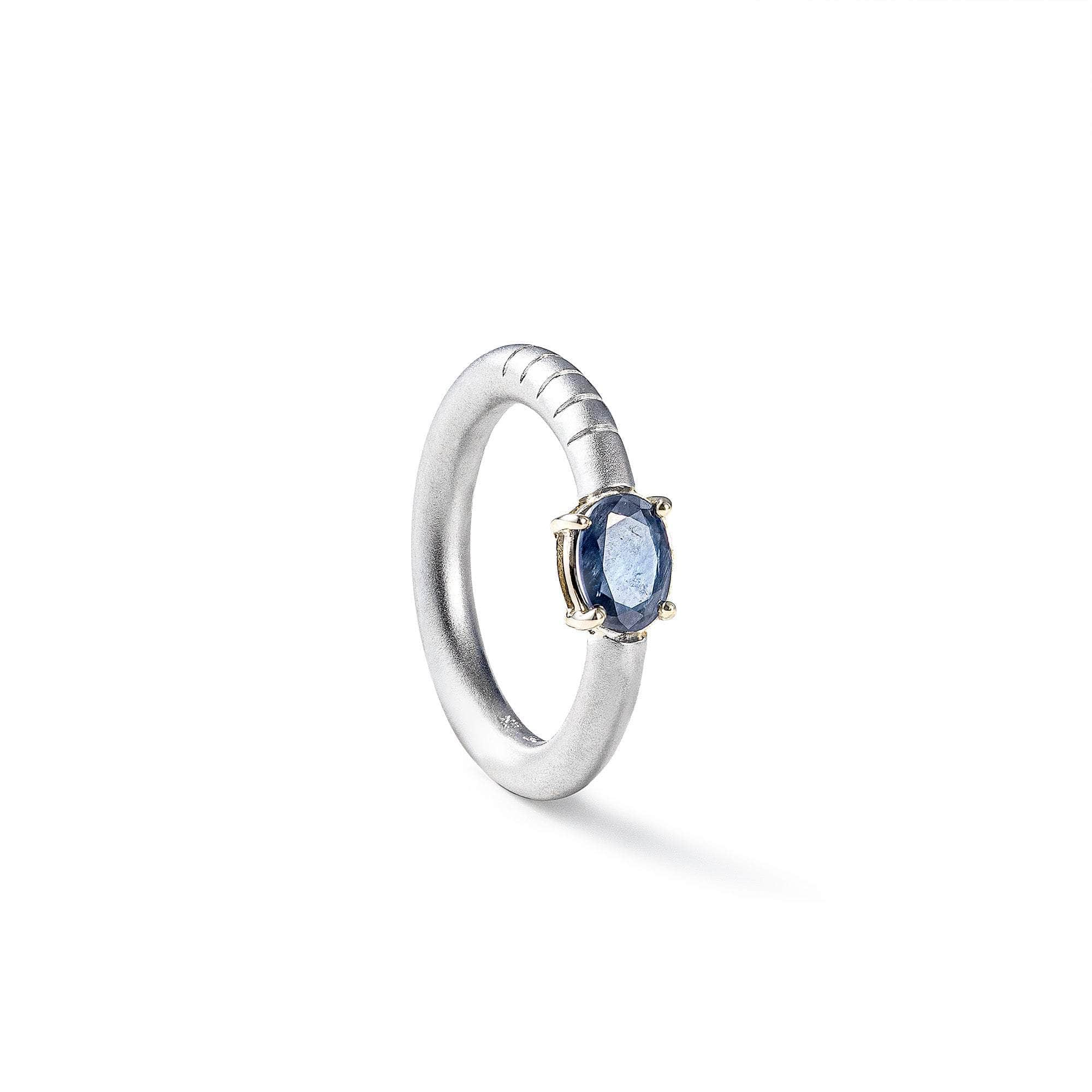 German Kabirski Ariadne Blue Sapphire Ring (White Rhodium)