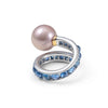 German Kabirski Aqualore Purple Pearl and Blue Sapphire Ring (Black Rhodium and Gold 18K)