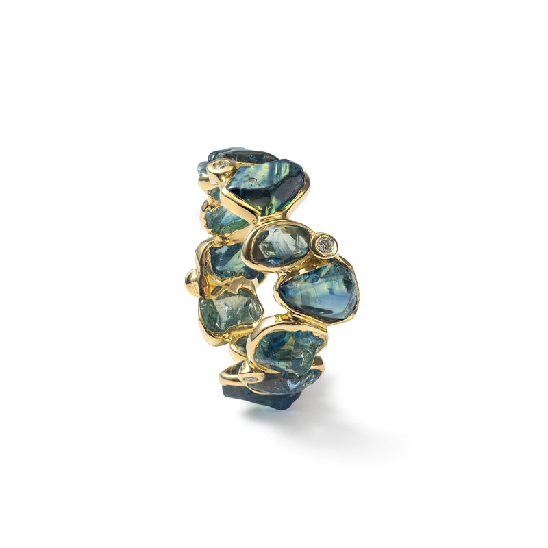 German Kabirski Ulane Rough Sapphire and Diamond Ring