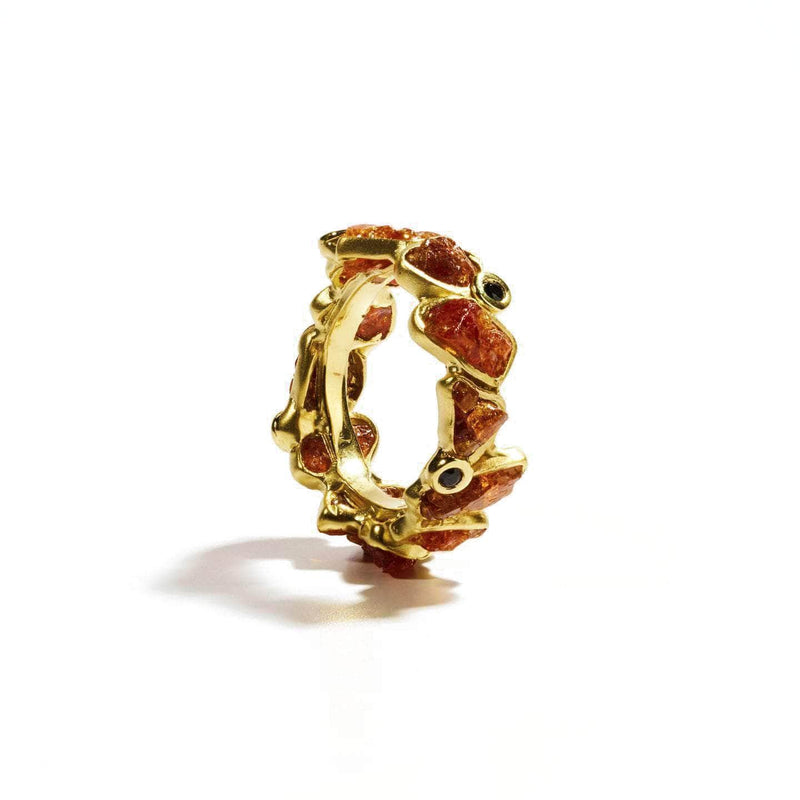 German Kabirski Delos Spessartine and Black Spinel Ring (Gold 18K)