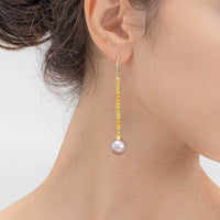 German Kabirski Gwen Purple Pearl and Orange and Yellow Sapphire Earrings (Gold 18K)