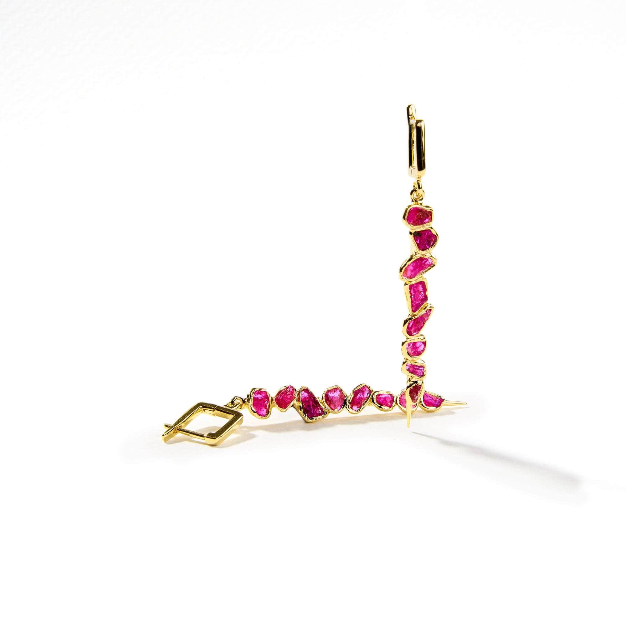 German Kabirski Lilium Rough Ruby Earrings