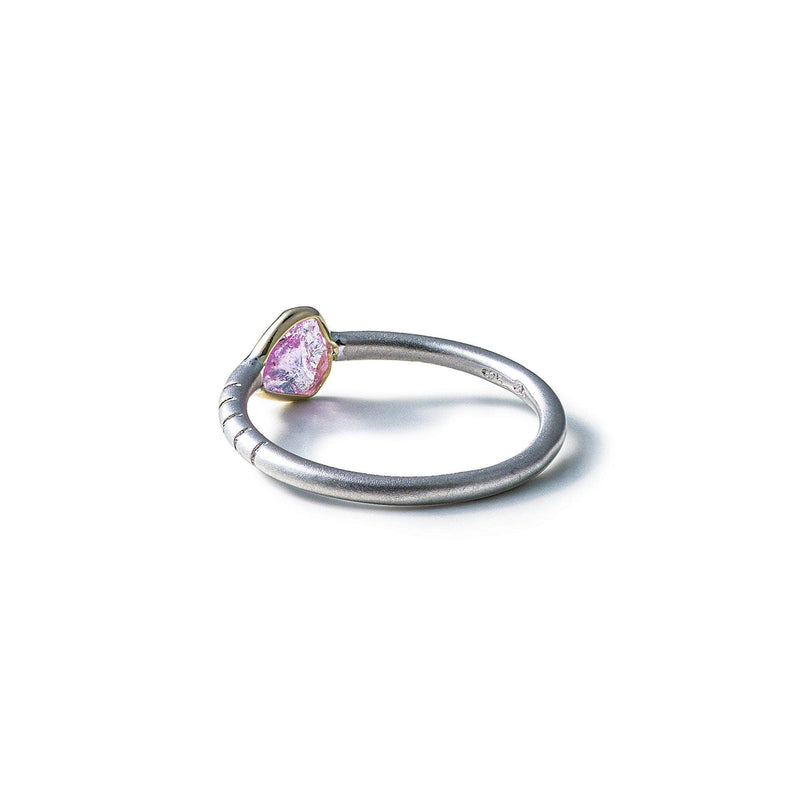 German Kabirski Sappho Rough Pink Sapphire Ring (White Rhodium)